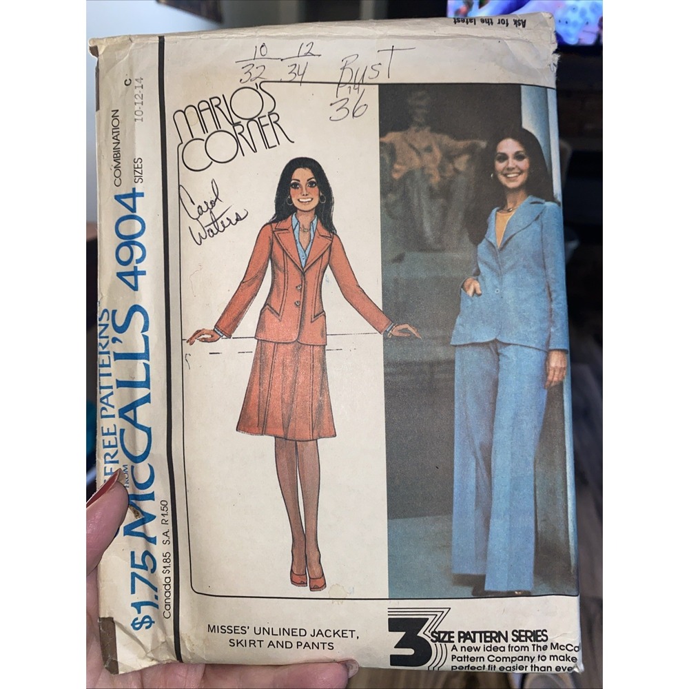 McCall's Pattern 4904 Misses Jacket Skirt Pants Sz 10-14 Cut Complete Vtg 1976